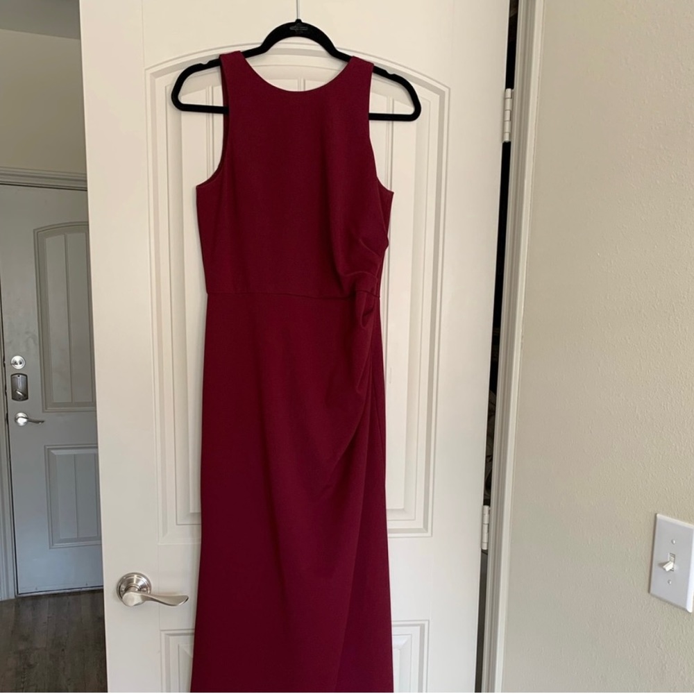 David’s Bridal Studio Ruched Waist, V-Back Evening Gown/ Bridesmaid Dress